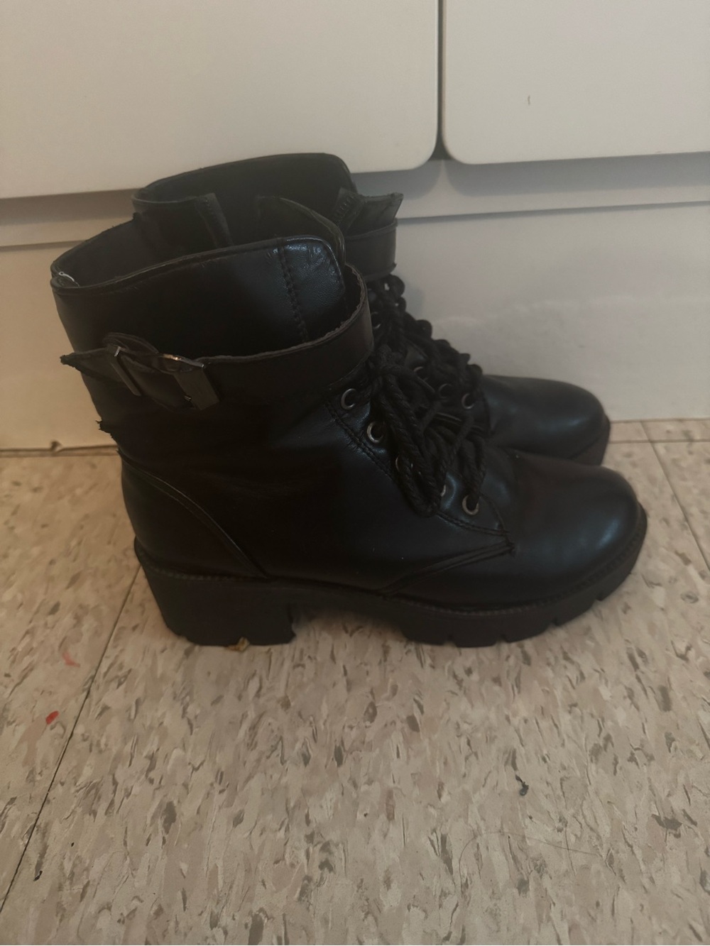 & Other Stories Black Lace-Up Buckle Combat Boots